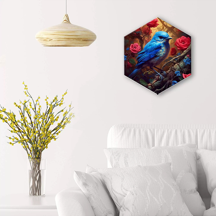 Фото к товару Картина по номерам 37х32 "Синяя птица удачи" гексагон (27 цветов) Картина по номерам 37х32 "Синяя птица удачи" гексагон (27 цветов)