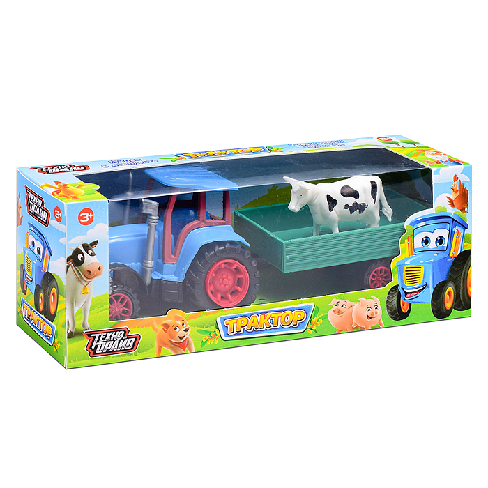 Трактор с прицепом, фигурка, коробка 30х8х10,5 см 