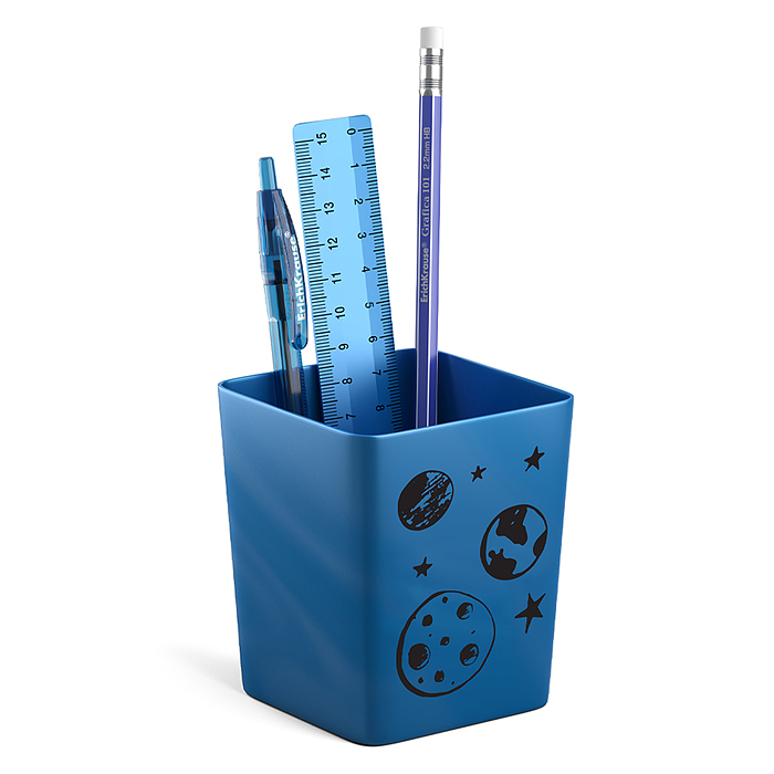 Набор настольный канцелярский, 3 предмета, Base Outer Space, синий с рисунком