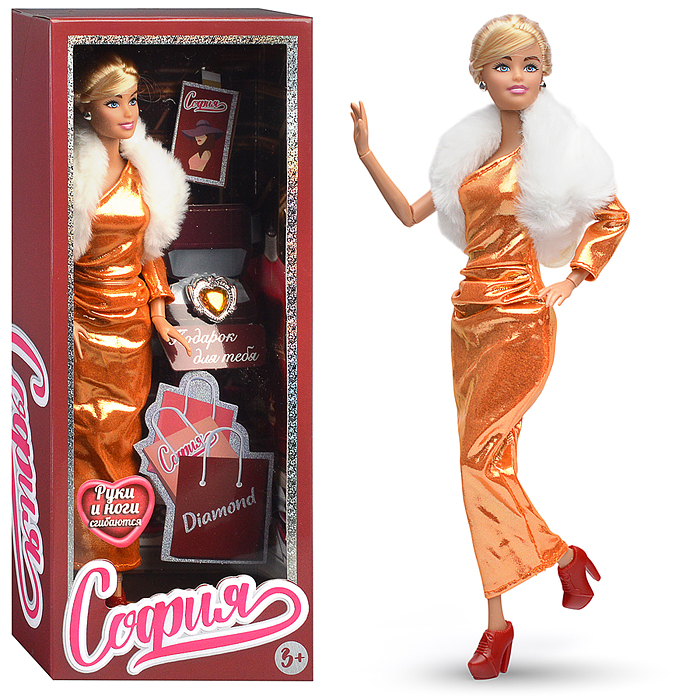 Кукла София 29 см, (руки и ноги сгиб., акс,) в коробке