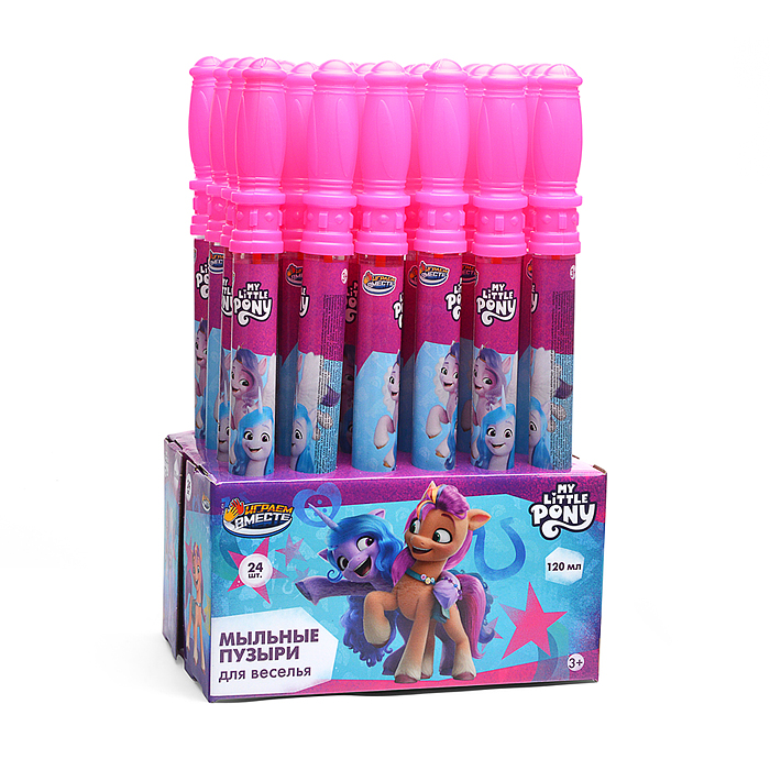 Фото к товару Мыльные пузыри "Мой маленький Пони" 120мл, в колбе 30*12*15,5см. Мыльные пузыри "Мой маленький Пони" 120мл, в колбе 30*12*15,5см.
