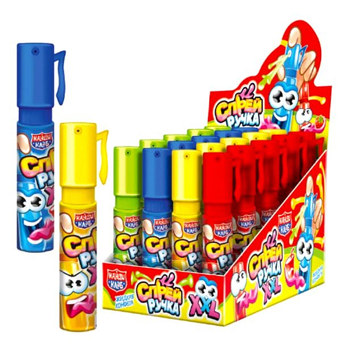 Жидкая конфета "Ручка спрей XXL" ассорти 50мл (20шт) Жидкая конфета "Ручка спрей XXL" ассорти 50мл (20шт)