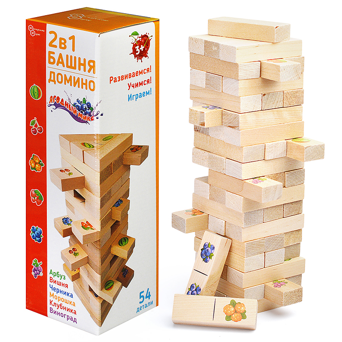 Башня+Домино 2 в 1 "Ягодный микс" 
