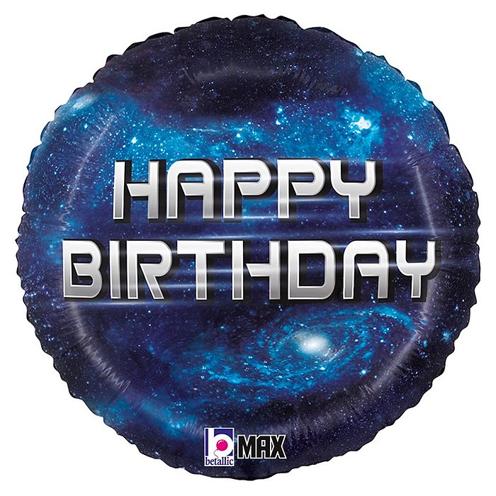 Шар (18''/46 см) Круг, Happy Birthday (космос), Темно-синий, 1 шт. Шар (18''/46 см) Круг, Happy Birthday (космос), Темно-синий, 1 шт.