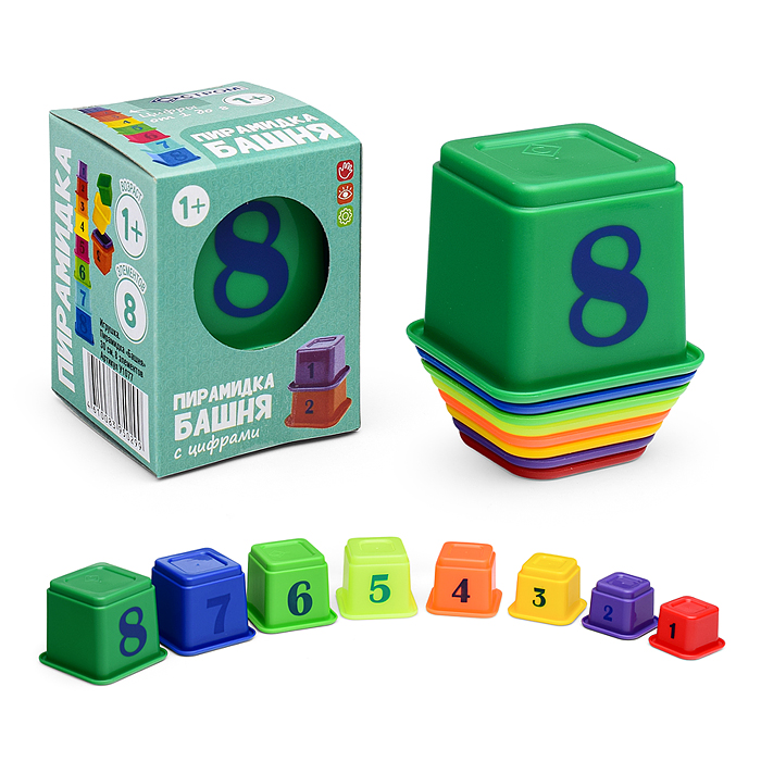 Пирамидка "Башня" 30 см, 8 элементов (в коробочке) Пирамидка "Башня" 30 см, 8 элементов (в коробочке)