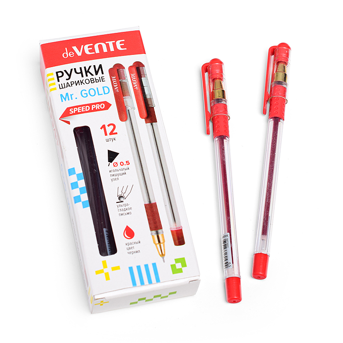 Ручка шариковая "Mr. Gold" серия Speed Pro, d=0,5 мм, ультра гладкое письмо,красная
