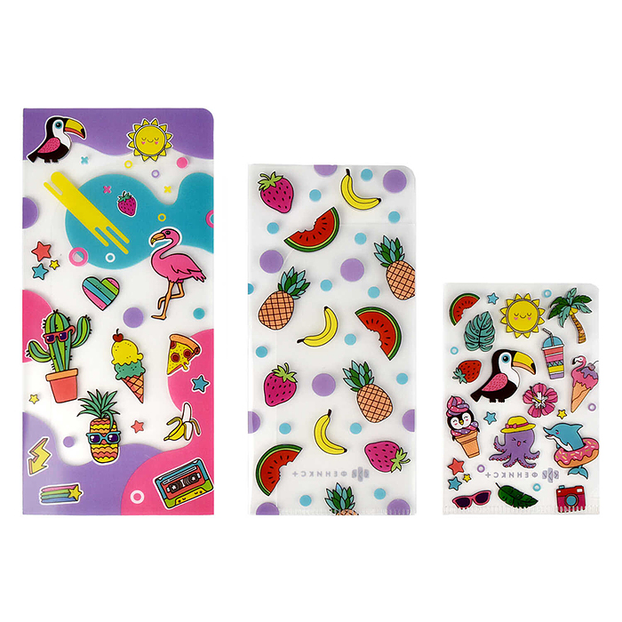 Папка для документов пластиковая "Тропики" (полипропилен, 3 шт. в наборе, 8.1х17.5; 7х10)