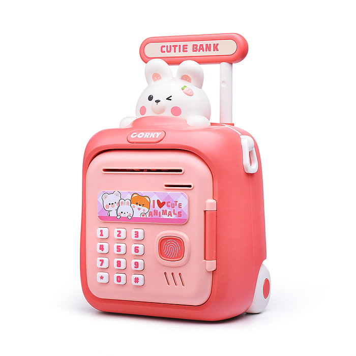 Фото к товару Копилка 33825 "Чемодан" с зайчиком, в коробке Копилка 33825 "Чемодан" с зайчиком, в коробке