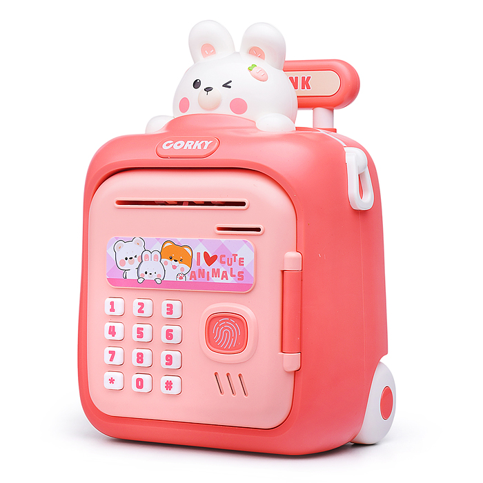 Фото к товару Копилка 33825 "Чемодан" с зайчиком, в коробке Копилка 33825 "Чемодан" с зайчиком, в коробке