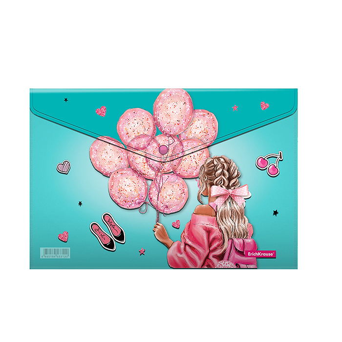 Папка-конверт на кнопке пластиковая Girly Day, A4 (в пакете по 12 шт.)