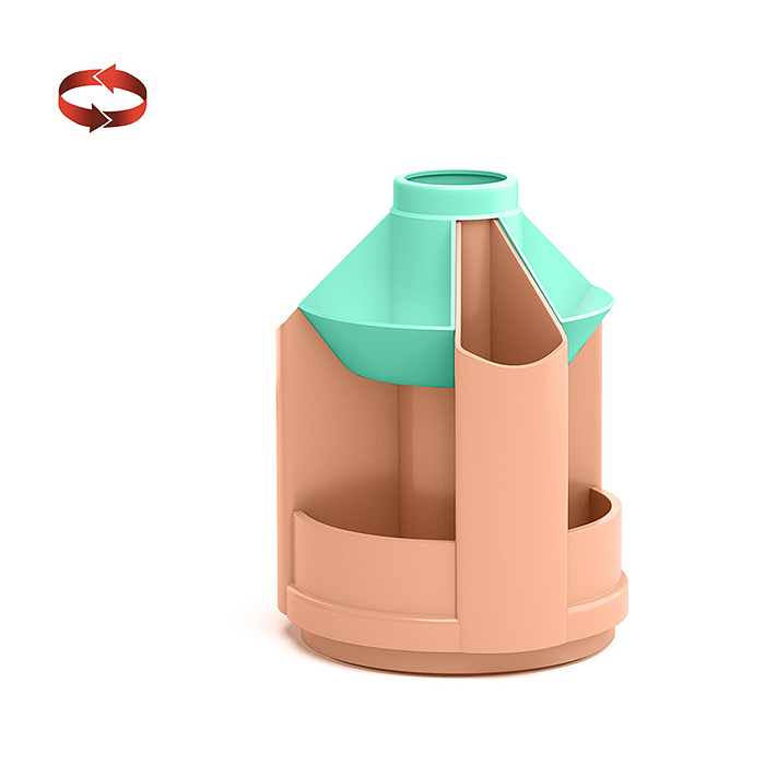 Подставка настольная вращающаяся пластиковая Mini Desk, Pastel Bloom, персиковый с зеленым