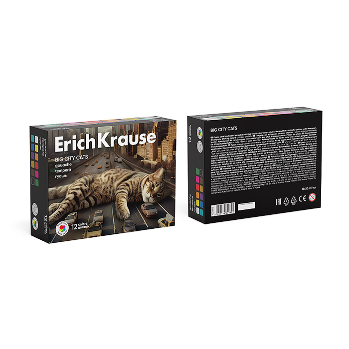 Фото к товару Гуашь "Big City Cats" 12 цветов по 20 мл (в коробке 12 шт) Гуашь "Big City Cats" 12 цветов по 20 мл (в коробке 12 шт)