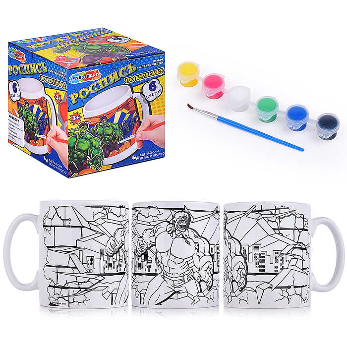 Кружка для росписи "Зеленый супер-герой"