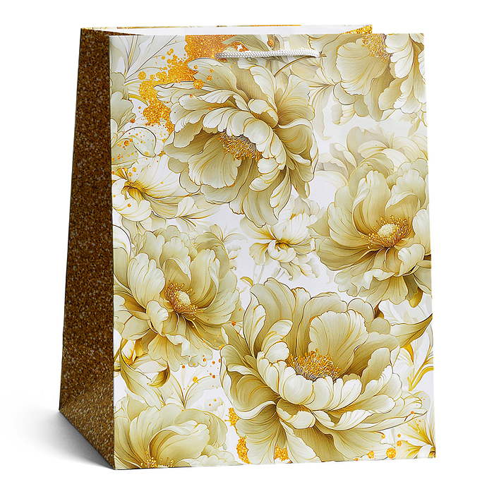 Пакет подарочный (L) "Белые пионы"