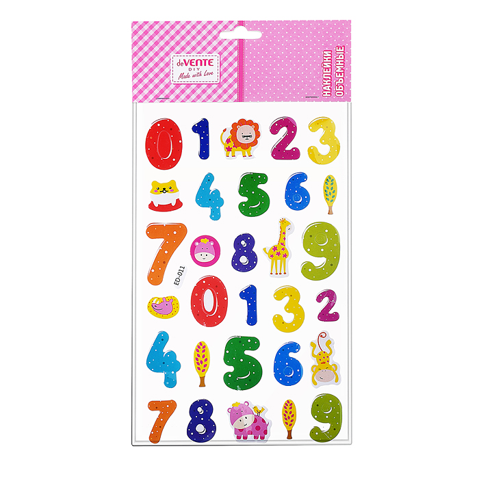 Наклейки объемные "Цифры" из фоамирана, карточка 15x25 см, в пластиковом пакете с блистерны Наклейки объемные "Цифры" из фоамирана, карточка 15x25 см, в пластиковом пакете с блистерны