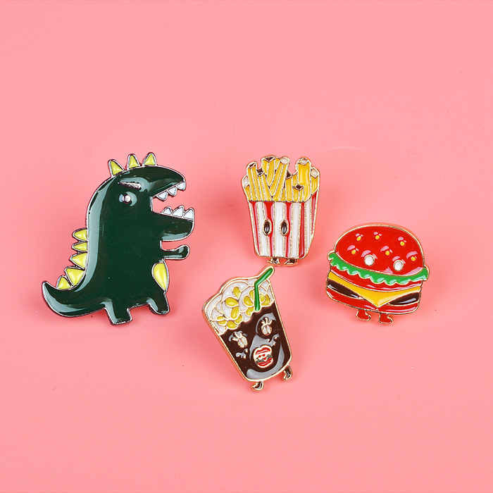 Фото к товару Набор значков "Monster" эмалированные, размер изделий: динозавр 3x3 см, картофель фри 1,5x2 Набор значков "Monster" эмалированные, размер изделий: динозавр 3x3 см, картофель фри 1,5x2