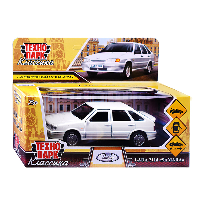 Фото к товару Машина металл LADA -2114 "Samara" 12 см, (двер, баг, белый) инерц., в коробке Машина металл LADA -2114 "Samara" 12 см, (двер, баг, белый) инерц., в коробке