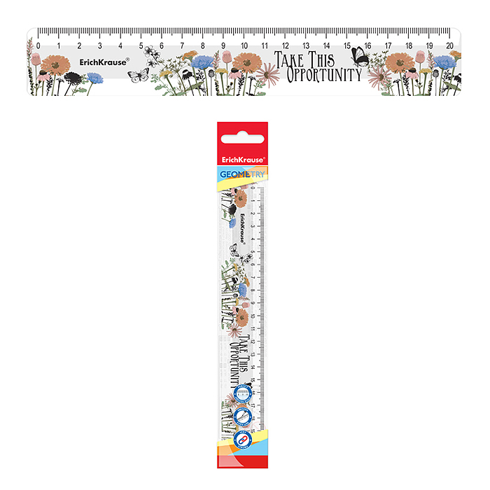 Линейка пластиковая Wild Flowers, 20см, во флоупаке Линейка пластиковая Wild Flowers, 20см, во флоупаке
