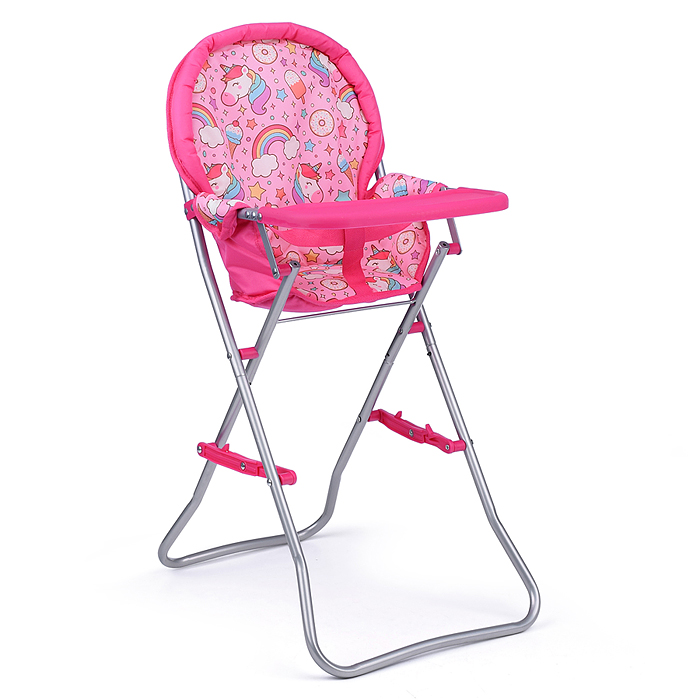 Стульчик для кормления кукол 9330 игрушечный, цвет радужные единороги в пакете