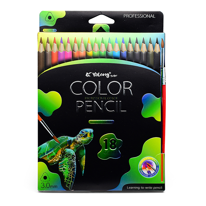 Карандаши цветные акварельные 18 цв., "Неоновые животные" деревянные, трехгранные, заточен