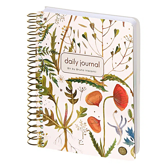 Ежедневник на золотом гребне «Cute diary» А6, BV, 136 л, "Луговые травы"