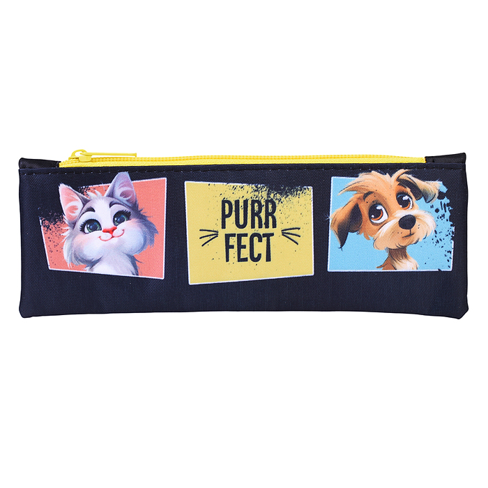 Пенал-косметичка на молнии малый, печать на ткани "PURRFECT" 2025 