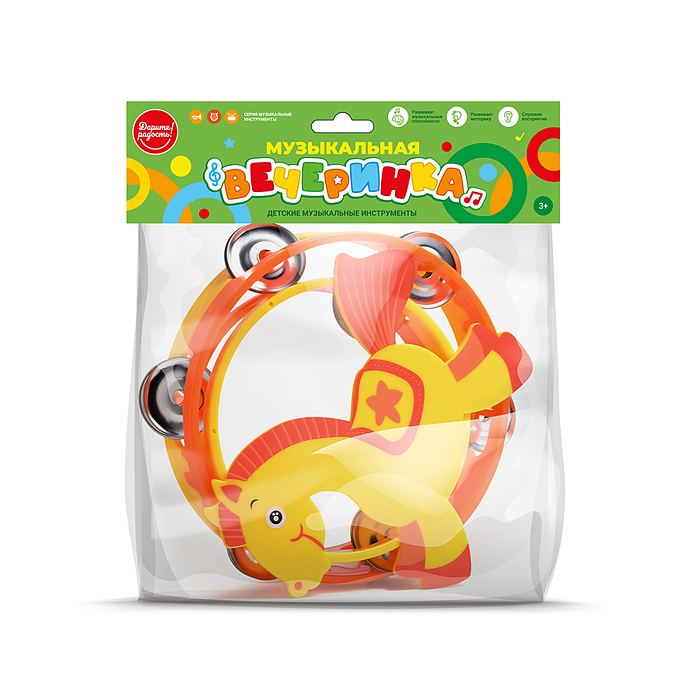 Фото к товару Бубен UT0202 "Музыкальные лошадки" в пакете Бубен UT0202 "Музыкальные лошадки" в пакете