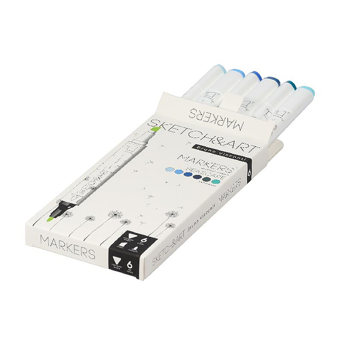 Фото к товару Набор двусторонних скетч-маркеров "Sketch&Art. Морской пейзаж", 6 цв. Набор двусторонних скетч-маркеров "Sketch&Art. Морской пейзаж", 6 цв.