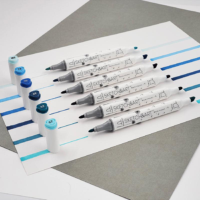 Фото к товару Набор двусторонних скетч-маркеров "Sketch&Art. Морской пейзаж", 6 цв. Набор двусторонних скетч-маркеров "Sketch&Art. Морской пейзаж", 6 цв.