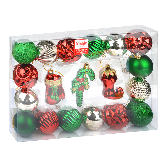 Фото к товару Новогоднее подвесное украшение из полистирола в ассортименте, набор из 19 штук (шар: 7 см - 3 шт, 6 Новогоднее подвесное украшение из полистирола в ассортименте, набор из 19 штук (шар: 7 см - 3 шт, 6