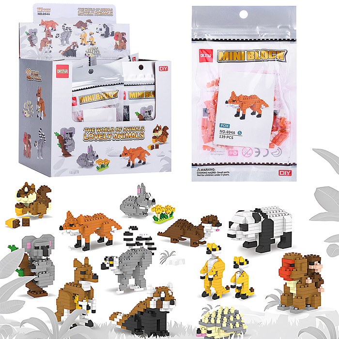 Конструктор 694A "Милые животные" в ассортименте, в коробке Конструктор 694A "Милые животные" в ассортименте, в коробке