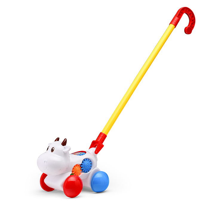 Каталка 516 "Коровка Бурёнка" музыкальная, в пакете