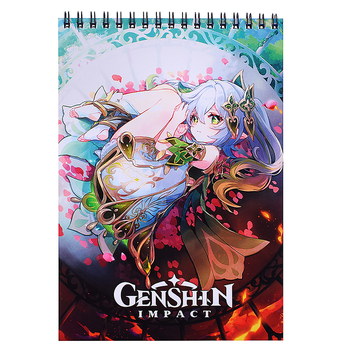 Творческий блокнот cо стикерами и переводными татуировками A5. Геншин. Озарение луной травы. 