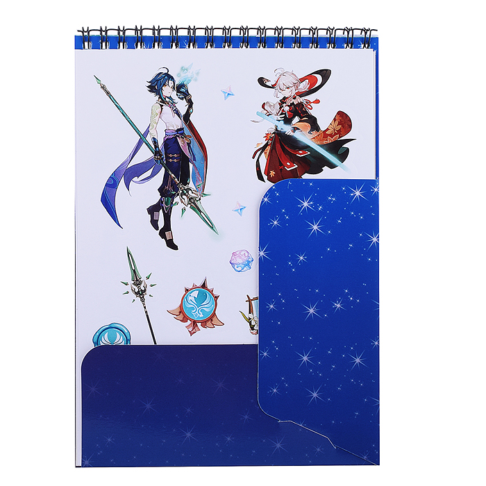 Фото к товару Творческий блокнот cо стикерами и переводными татуировками A5. Геншин. Озарение луной травы. Творческий блокнот cо стикерами и переводными татуировками A5. Геншин. Озарение луной травы.