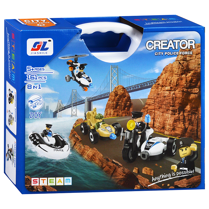 Конструктор J-7768 "Полицейский транспорт " (161 дет.) в коробке Конструктор J-7768 "Полицейский транспорт " (161 дет.) в коробке