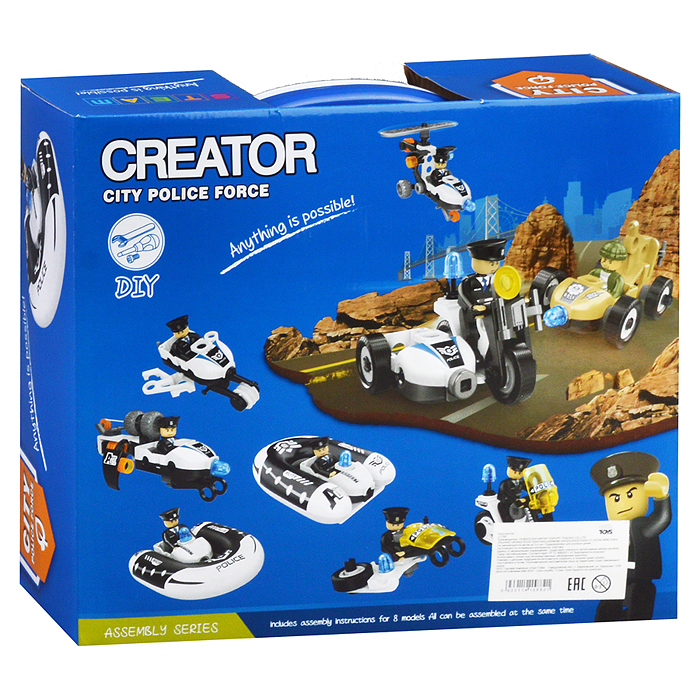 Фото к товару Конструктор J-7768 "Полицейский транспорт " (161 дет.) в коробке Конструктор J-7768 "Полицейский транспорт " (161 дет.) в коробке