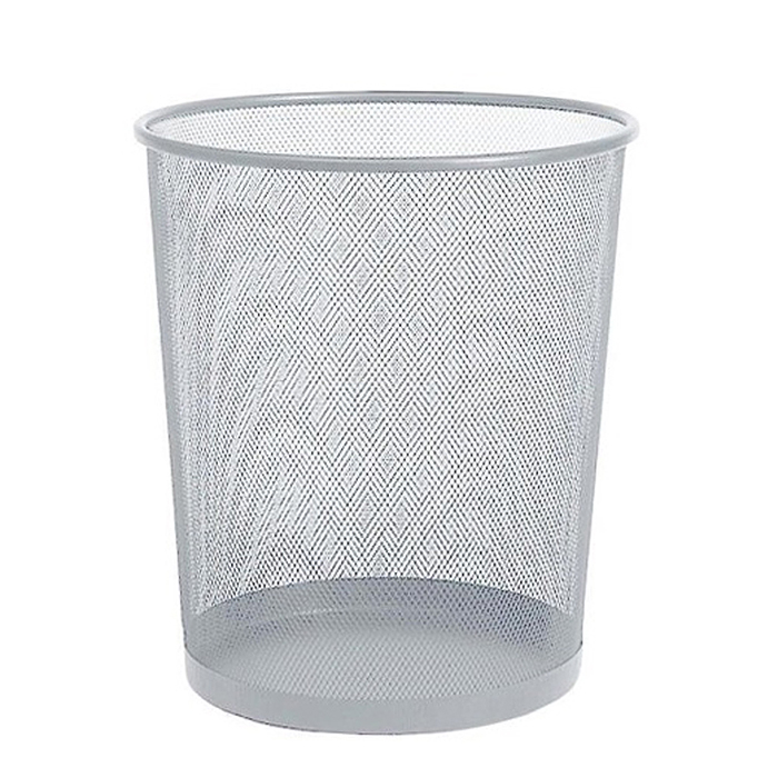 Корзина для бумаг 24x29,5x35 см (19,5 л), круглая, сетчатая металлическая, серая