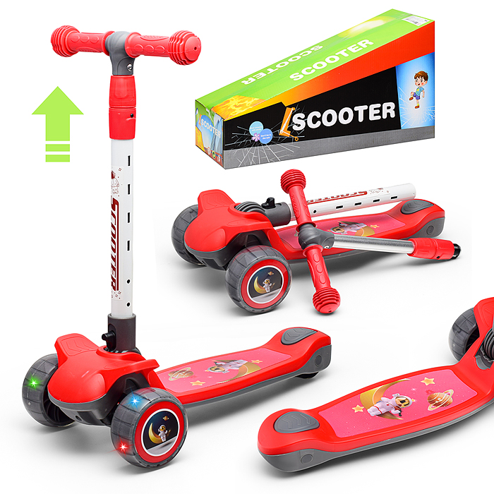 Самокат U001195Y 3-х кол., красный, PU, в коробке Самокат U001195Y 3-х кол., красный, PU, в коробке