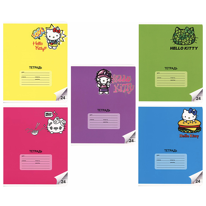 Тетрадь 24 л. линейка "Hello Kitty" формат А5, с полями Тетрадь 24 л. линейка "Hello Kitty" формат А5, с полями
