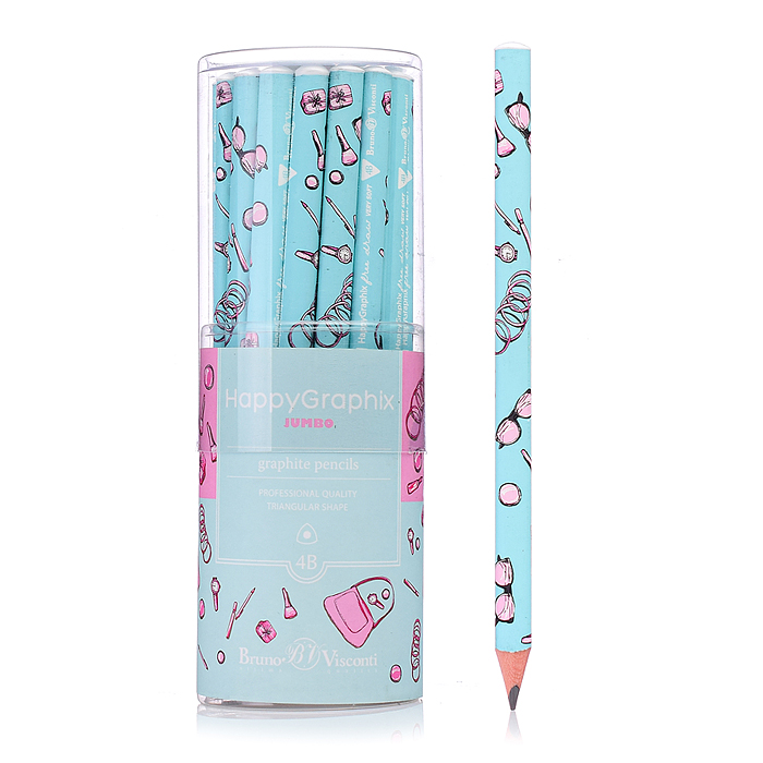 Карандаш чернографитовый "HappyGraphix  Life Style. Pink dream" 4В супер мягкий, 3,5 мм