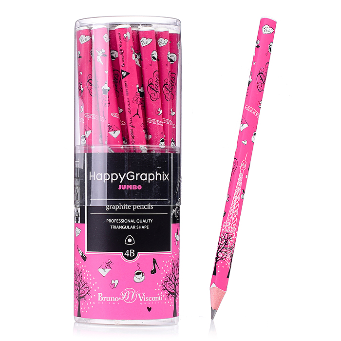 Карандаш чернографитовый "HappyGraphix  Романтическое путешествие. Париж" 4В супер мягкий, 3,5 мм