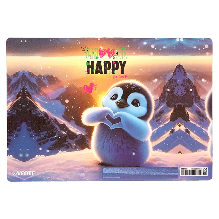 Покрытие настольное для лепки "Happy Pinguin" 33x23 см, пластиковое 600 мкм, с цветным рису