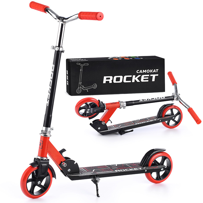 Самокат 2-х колесный ROCKET,колеса PU/ 145 мм,ABEC 7, красный в пакете