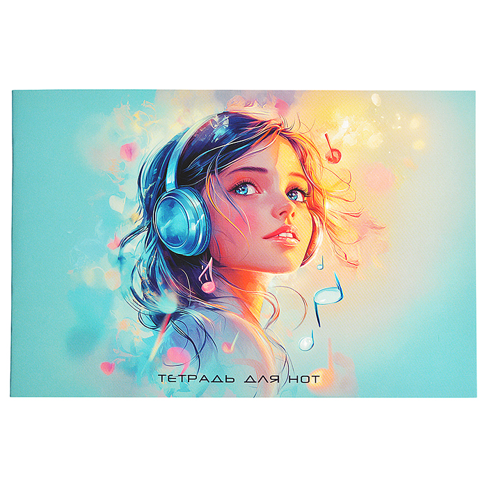 Тетрадь для нот А5, 16 л., горизонталь "Девочка"