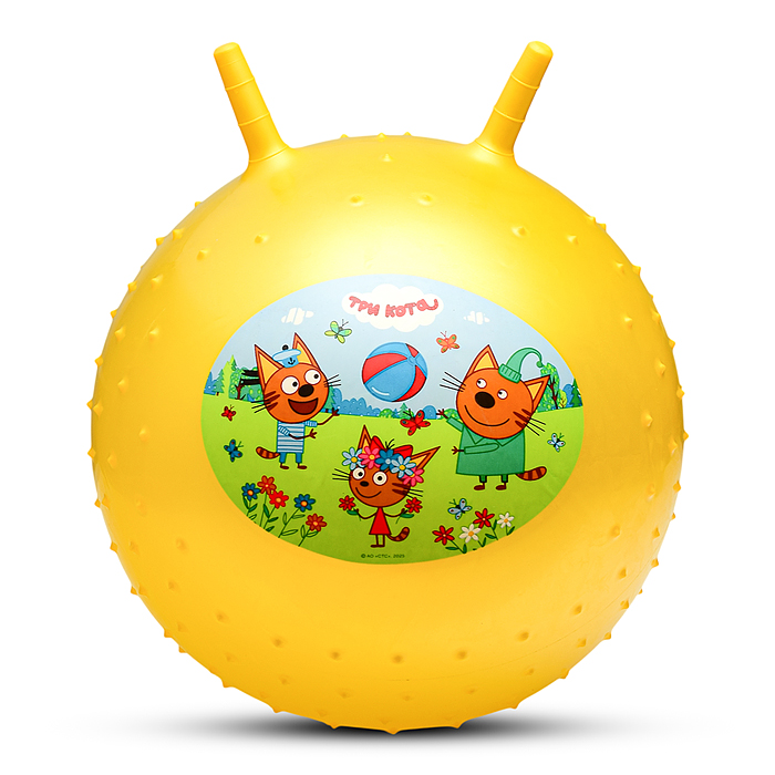 Фото к товару Мяч-прыгун 45 см "Три Кота" массажный с рожками с наклейкой Мяч-прыгун 45 см "Три Кота" массажный с рожками с наклейкой