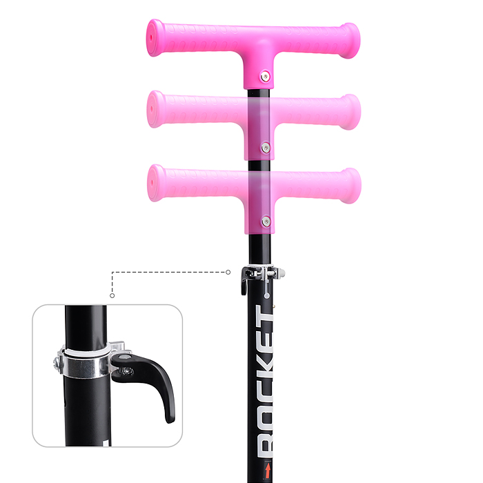 Фото к товару Самокат трёхколёсный R0205 ROCKET колёса PU, цвет розовый Самокат трёхколёсный R0205 ROCKET колёса PU, цвет розовый