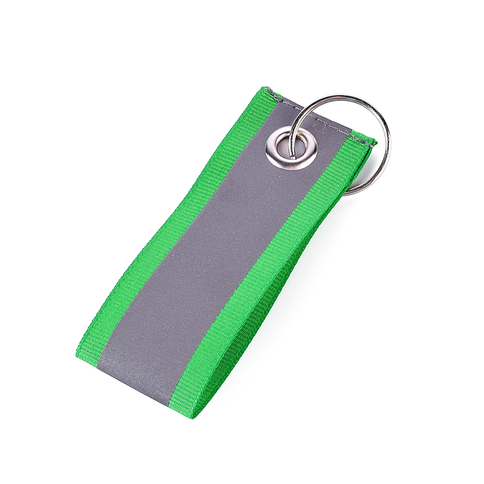 Брелок тканевый "SAFE MODE Tape" 30x85 мм, световозвращающий белый, на ленте, в комплекте с карабино