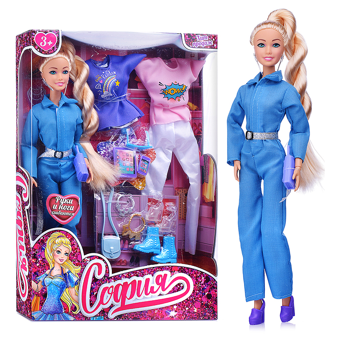 Кукла София 29см (руки и ноги сгиб, 2 комплекта одежды, аксесс.) в коробке