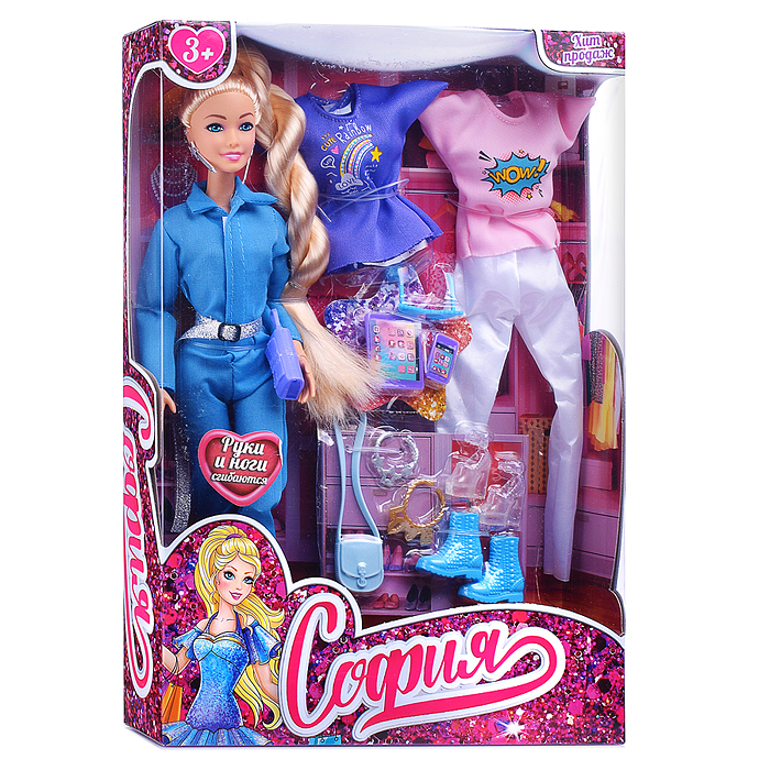 Фото к товару Кукла София 29см (руки и ноги сгиб, 2 комплекта одежды, аксесс.) в коробке Кукла София 29см (руки и ноги сгиб, 2 комплекта одежды, аксесс.) в коробке