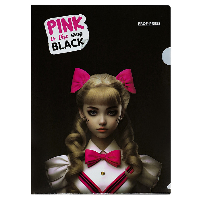 Папка-уголок, А4, 180мкм, "PINK&BLACK" Папка-уголок, А4, 180мкм, "PINK&BLACK"